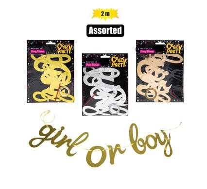 Party banner boy/girl 2m asstd