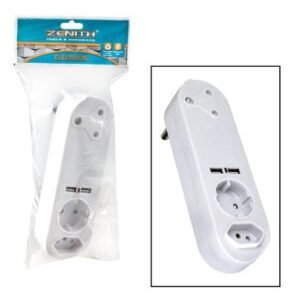 Plug-adaptor 1x16amp 2x5amp 2xusb zenith