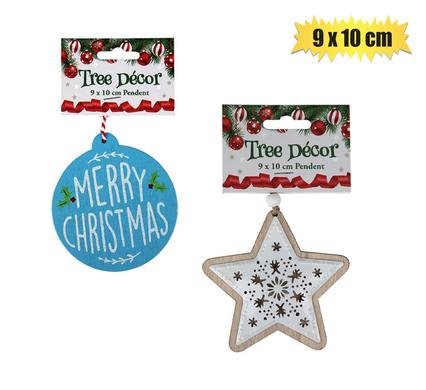 Xmas tree decor pendent asstd 9x10cm