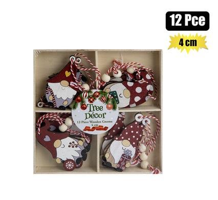 Xmas tree decor wdn gnome orno4cm 12pc