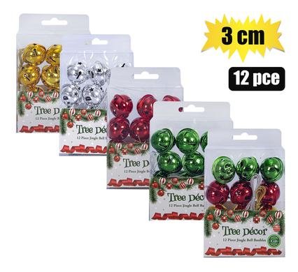 Xmas tree decor bell 12pc 3cm