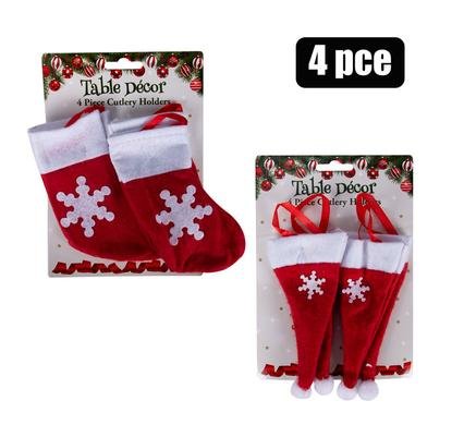 Xmas table decor cutlery holder 4pc