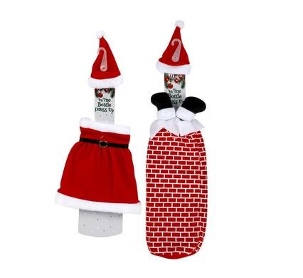 Xmas table decor santa wine bottle 42cm