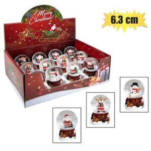 Xmas table decor snow globe asstd 6.3cm