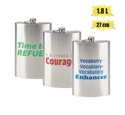 Hip flask s/s w/words 27cm 1.8l