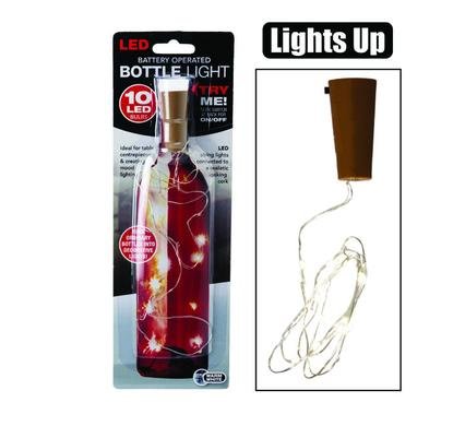 Orn light string 10 bulb w/cork b/o