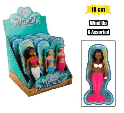 Doll wind up swimming mermaid 18cm