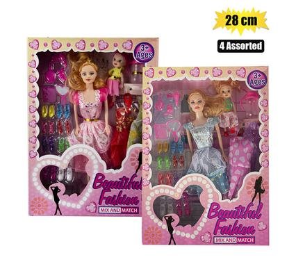 Doll fashion 28cm w/child & accessories