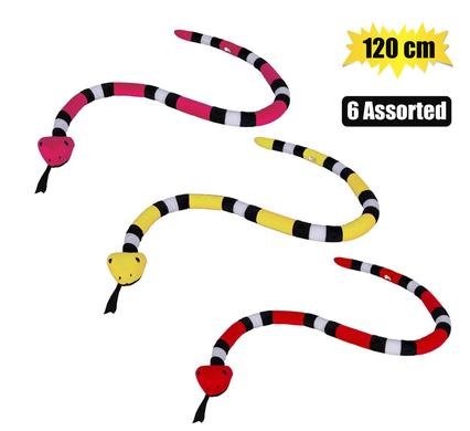 Plush snake asstd 120cm