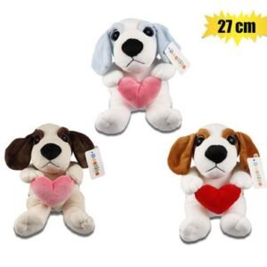 Plush love dog w/heart asstd 27cm