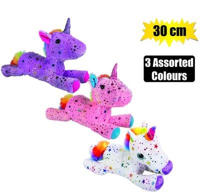 Plush unicorn 30cm metallic stars