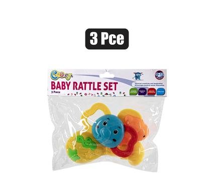 Baby rattle teether animal set 3pc