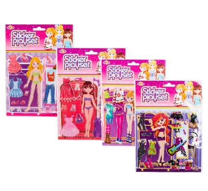 Sticker dress up girl puffy